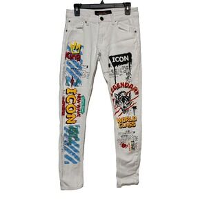 Copper Rivet Streetwear Y2K Graphic Graffiti Jeans Mens 29/32 Hype Skater Style